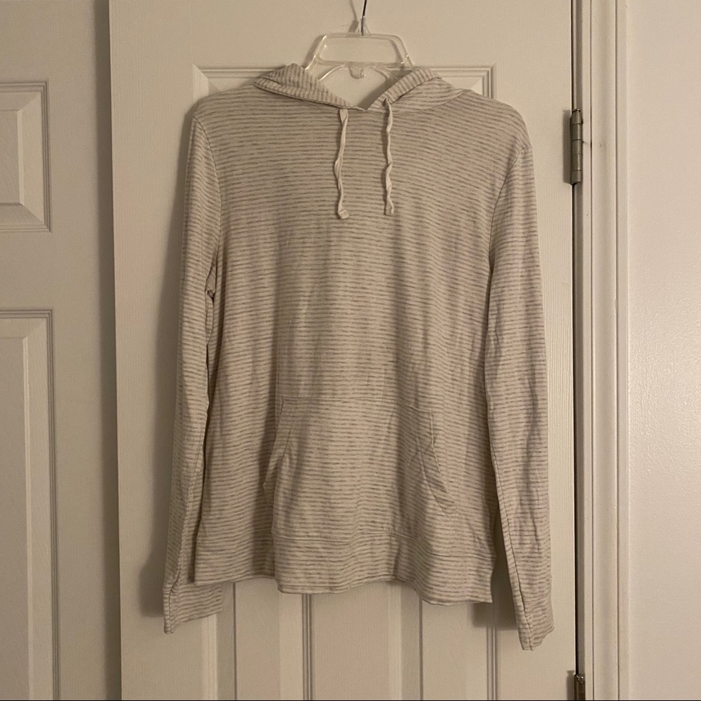 Grey and white striped hoodie